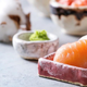 sushi in fancy plates